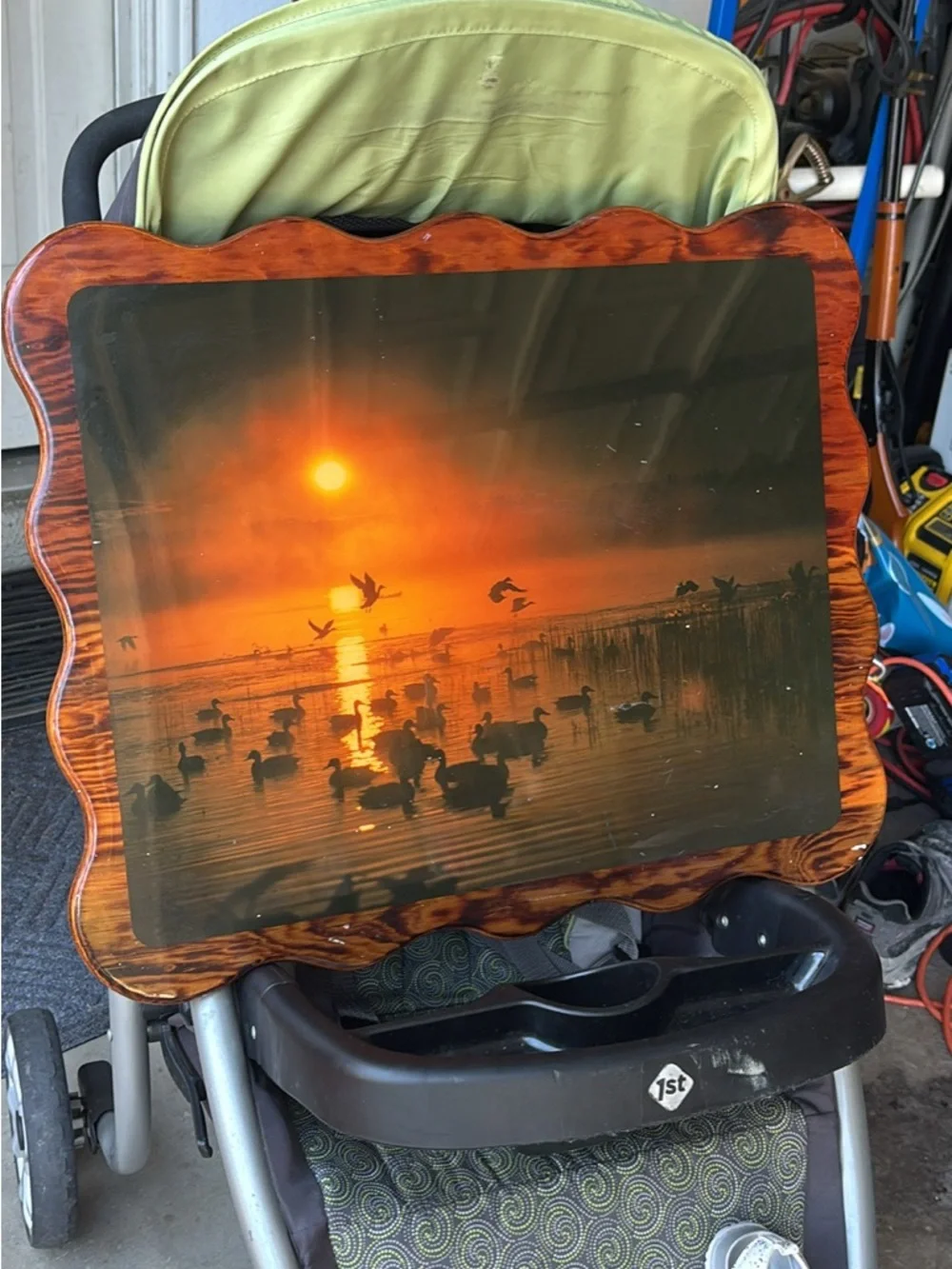 Sunset Waterfowl Framed Wall Art - Wooden Scalloped Frame